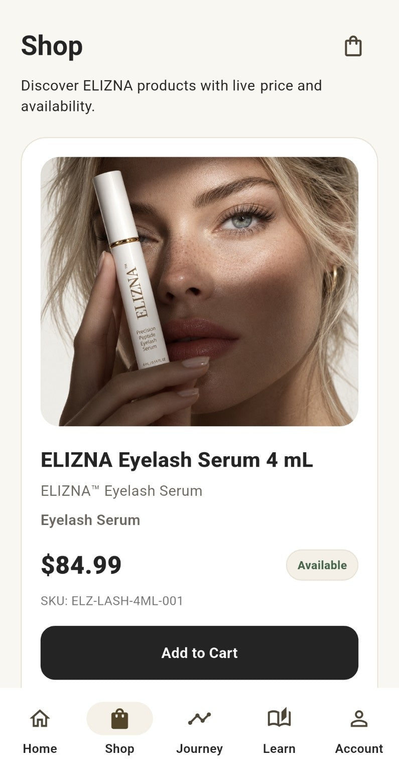 ELIZNA App Shop screen