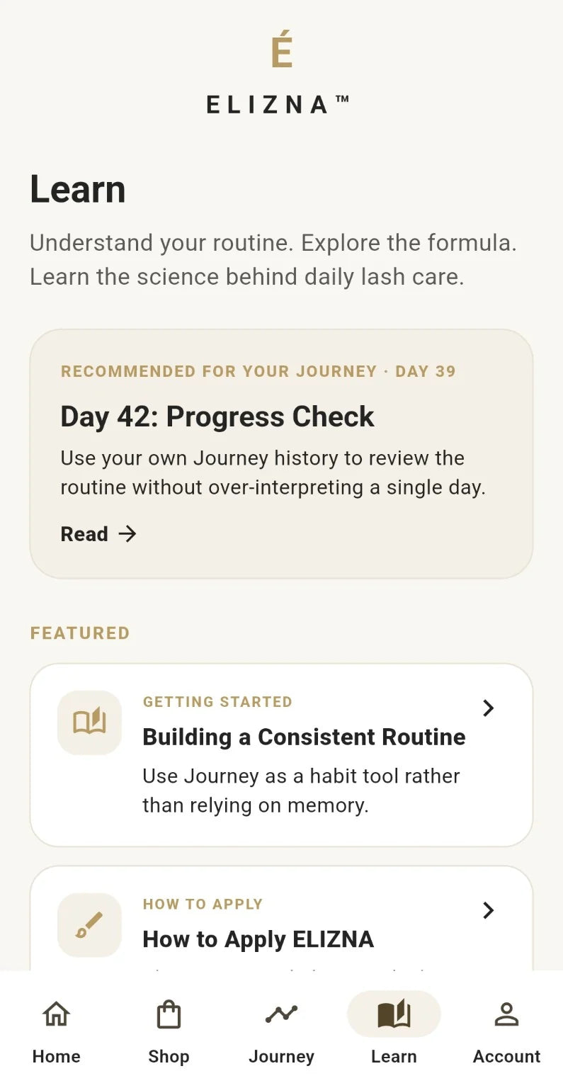 ELIZNA App Learn screen
